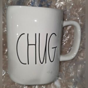 Rae Dunn White Mug with Black 'CHUG' Text